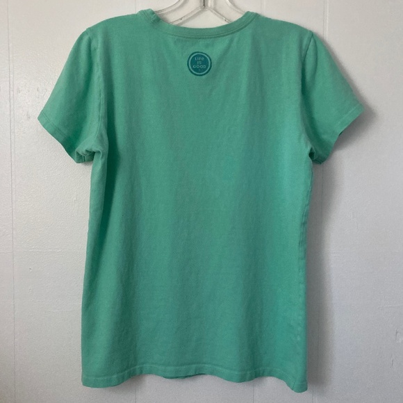 Green LIFE IS GOOD Earth Music Crew Neck T-Shirt Top - Picture 3 of 4